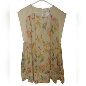 Entro Floral Beige Women's Dress/Top, Size L NWT